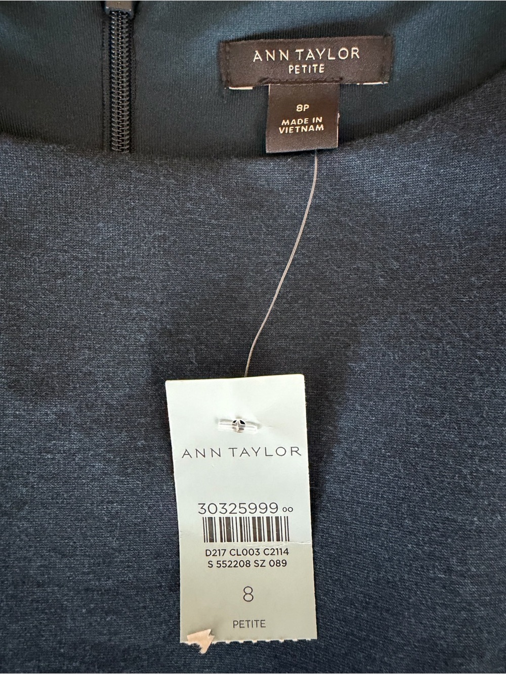 NWT Ann Taylor Dark Teal Sheath with Subtle Waist Hardware Midi Dress Size 8P - Picture 10 of 12
